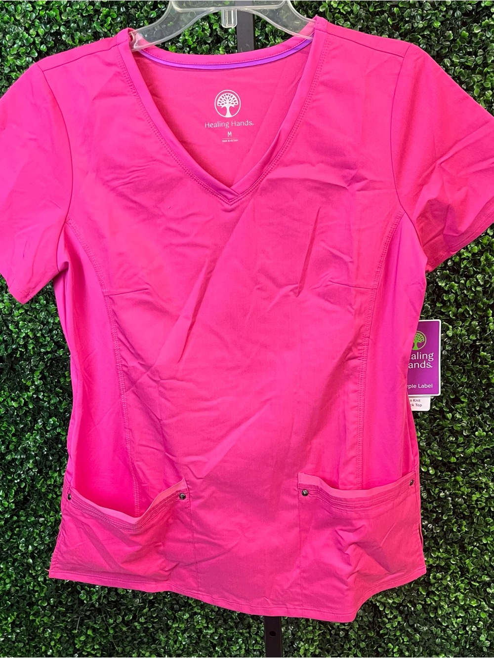 NWT Healing Hands Hot Pink Women’s Scrub Top Size Medium